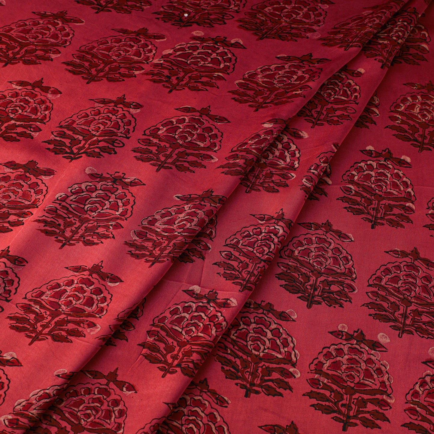 Red - natural dyed bagru modal silk fabric 08 - handcrafted