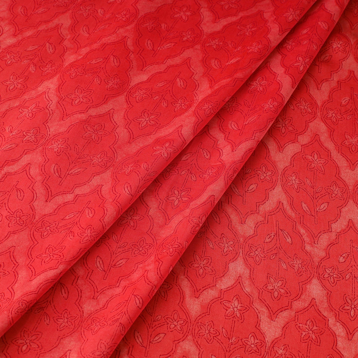 Red - natural dyed bagru modal silk fabric 10 - handcrafted