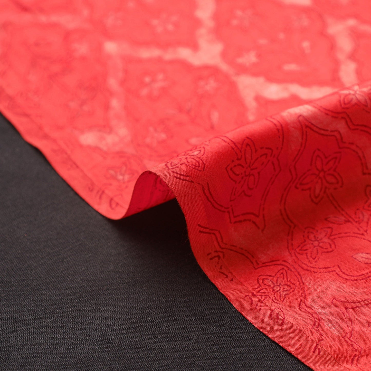 Red - natural dyed bagru modal silk fabric 10 - handcrafted