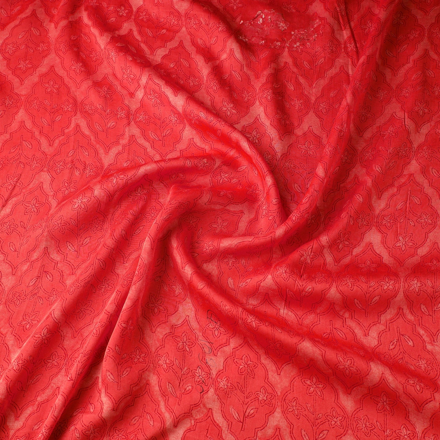 Red - natural dyed bagru modal silk fabric 10 - handcrafted