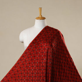 Red - natural dyed bagru modal silk fabric 14 - handcrafted