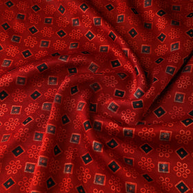 Red - natural dyed bagru modal silk fabric 14 - handcrafted