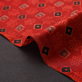 Red - natural dyed bagru modal silk fabric 14 - handcrafted