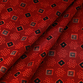 Red - natural dyed bagru modal silk fabric 14 - handcrafted