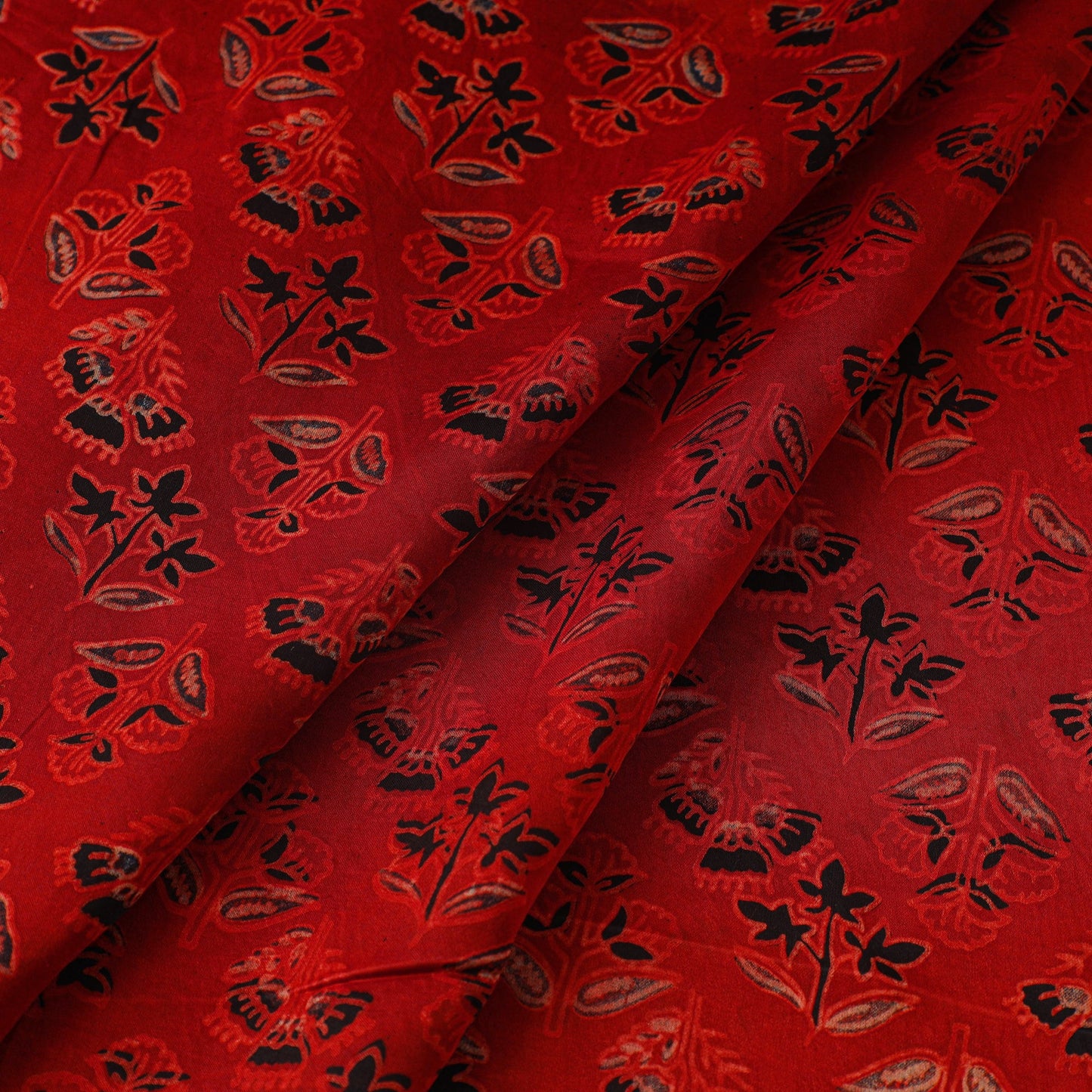 Red - natural dyed bagru modal silk fabric 20 - handcrafted
