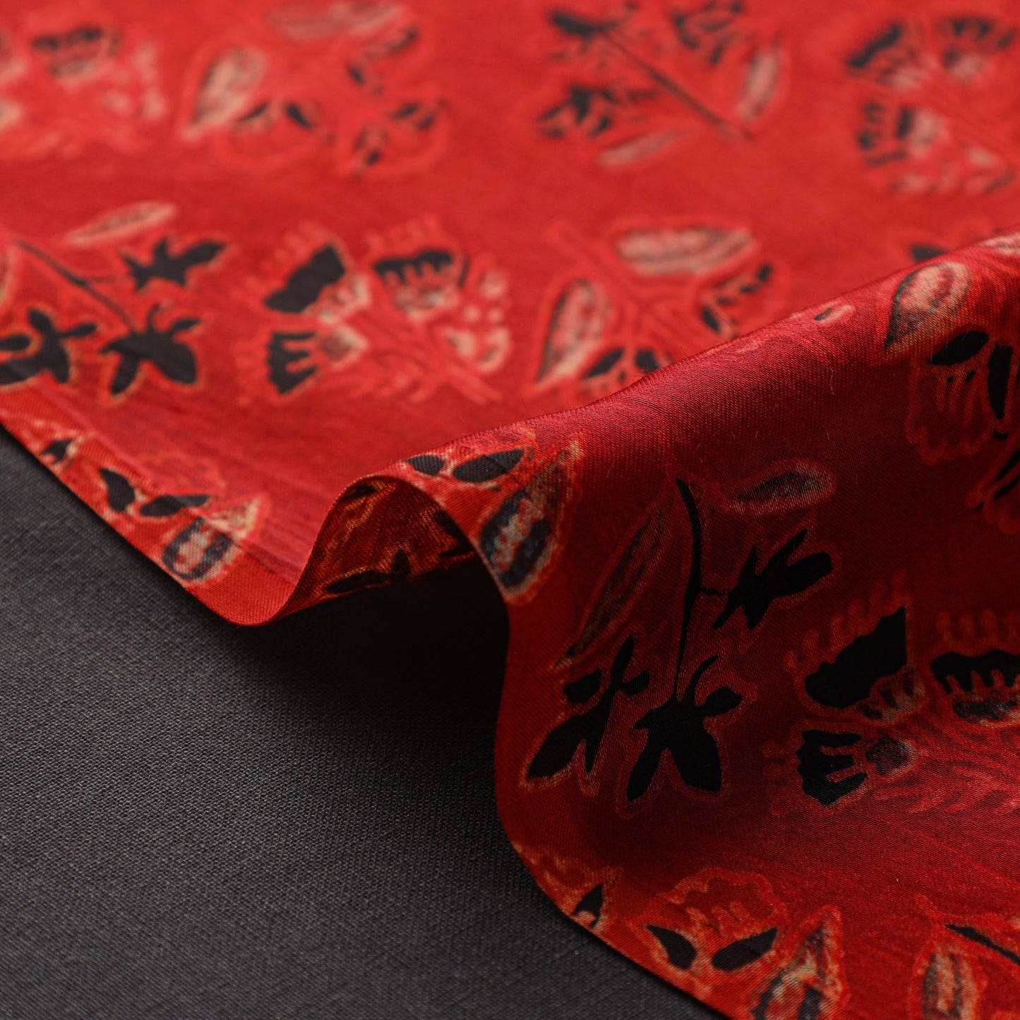 Red - natural dyed bagru modal silk fabric 20 - handcrafted