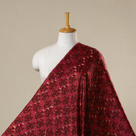 Red - natural dyed bagru modal silk fabric 06 - handcrafted