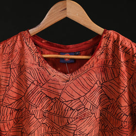 Natural dyed bindaas block art printed cotton v neck