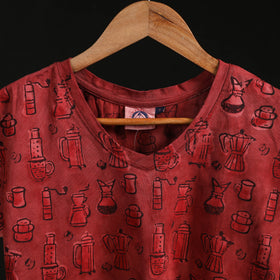 Natural dyed bindaas block art printed cotton v neck