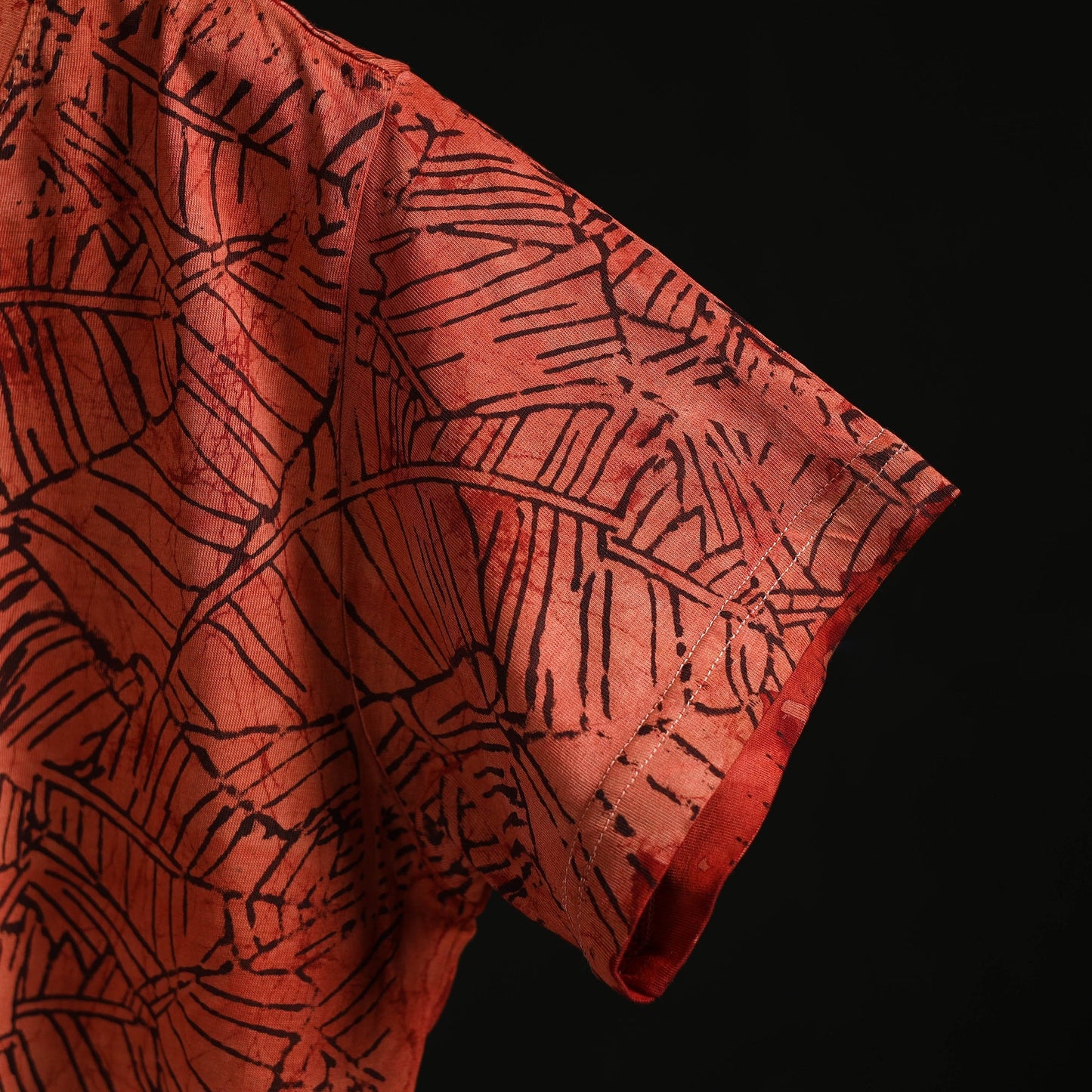 Natural dyed bindaas block art printed cotton v neck