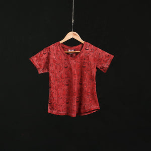 Natural dyed bindaas block art printed cotton v neck