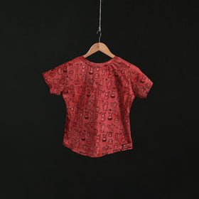 Natural dyed bindaas block art printed cotton v neck