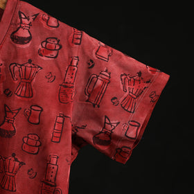 Natural dyed bindaas block art printed cotton v neck