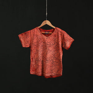 Natural dyed bindaas block art printed cotton v neck