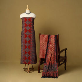Red - natural dyed 3pc unstitched dress material 13