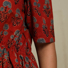 Red - natural dyed cotton fit & flare dress 02 - handcrafted