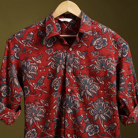 Red - natural dyed cotton men full sleeve shirt 06