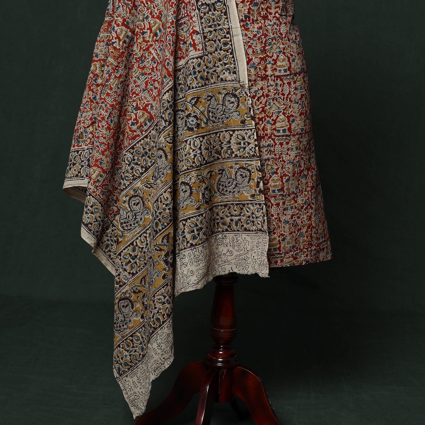 Natural dyed block print cotton pedana kalamkari 2pc