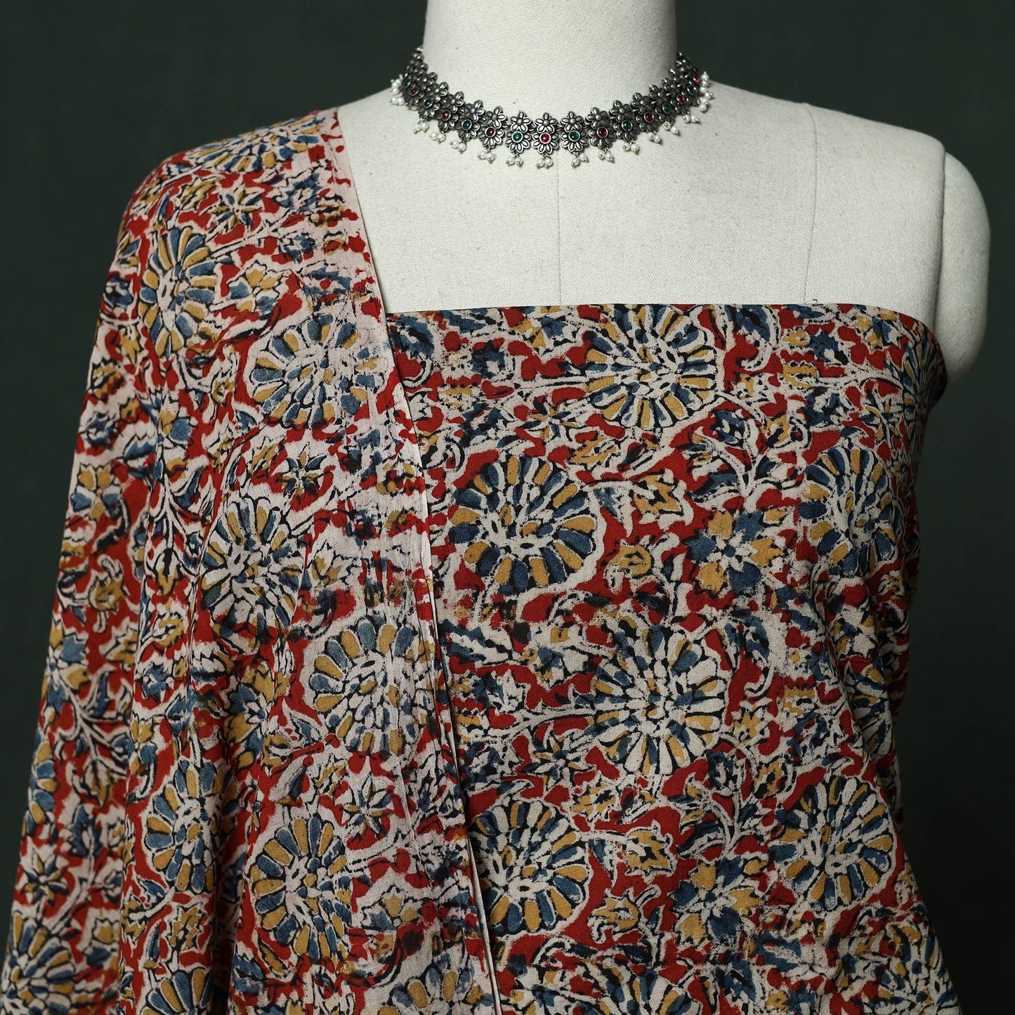 Natural dyed block print cotton pedana kalamkari 2pc