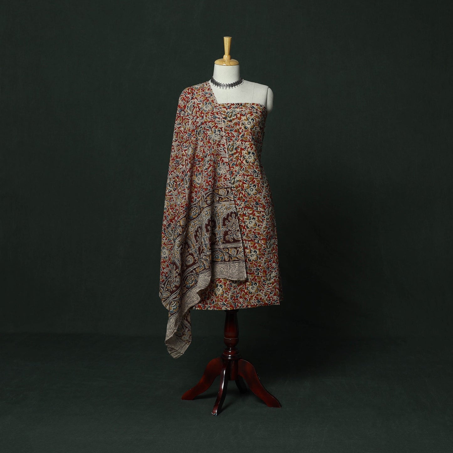 Natural dyed block print cotton pedana kalamkari 2pc