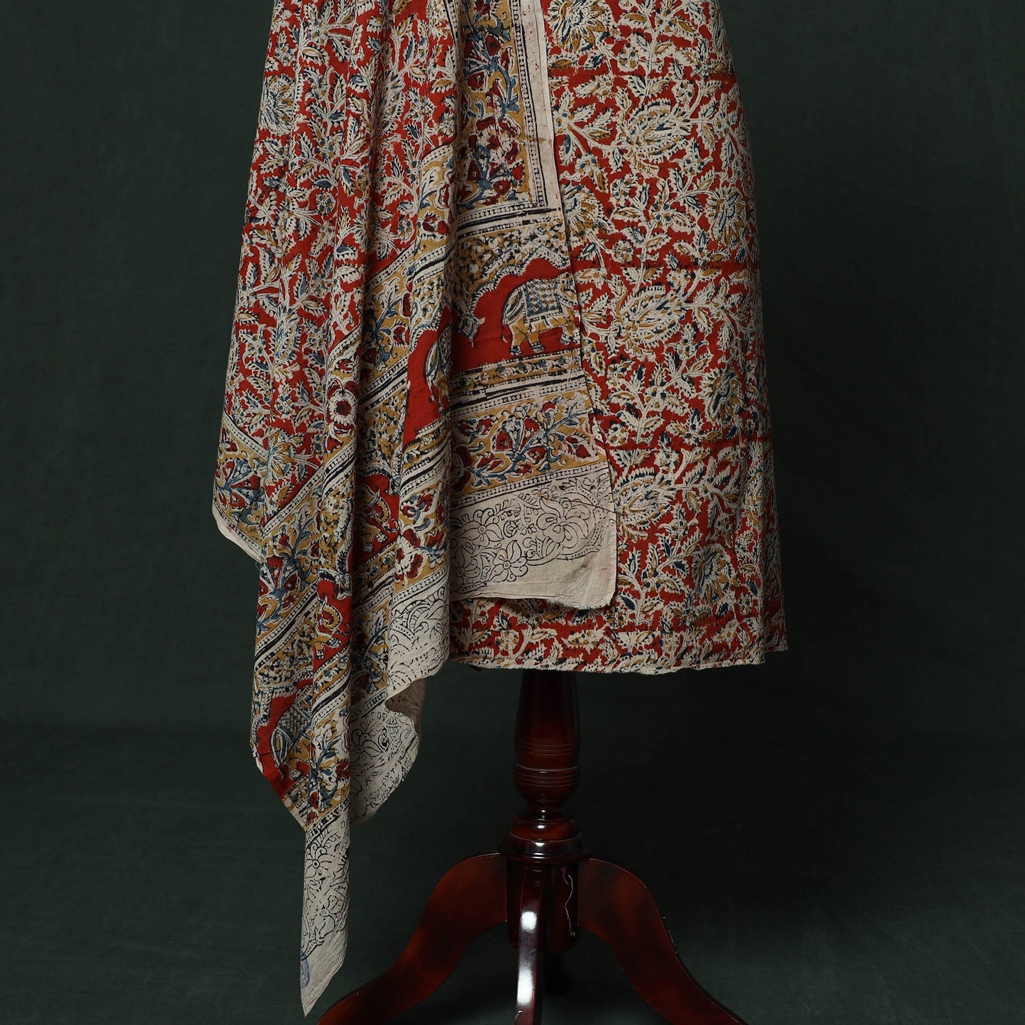 Natural dyed block print cotton pedana kalamkari 2pc