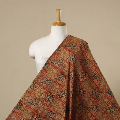 Red - natural dyed cotton pedana kalamkari fabric 03