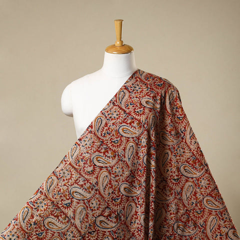 Red - natural dyed cotton pedana kalamkari fabric 13