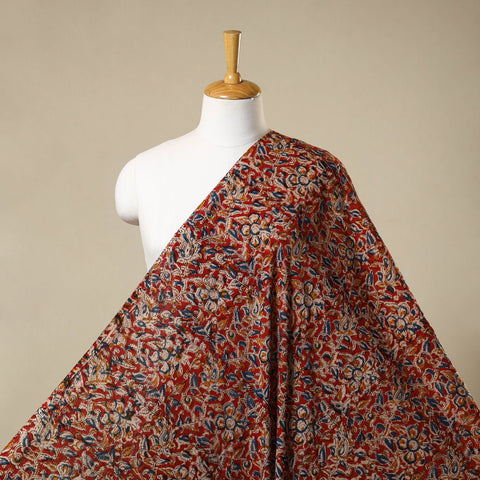 Red - natural dyed cotton pedana kalamkari fabric 14