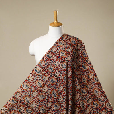 Red - natural dyed cotton pedana kalamkari fabric 22