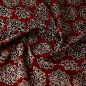  Red Natural Dyed Block Print Kalamkari Cotton Fabric