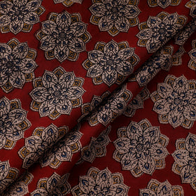  Red Natural Dyed Block Print Kalamkari Cotton Fabric