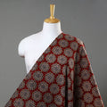  Red Natural Dyed Block Print Kalamkari Cotton Fabric