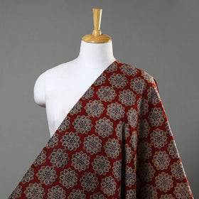  Red Natural Dyed Block Print Kalamkari Cotton Fabric