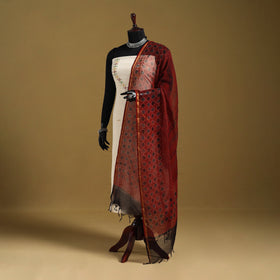 Red - natural dyed kota doria cotton dupatta 06