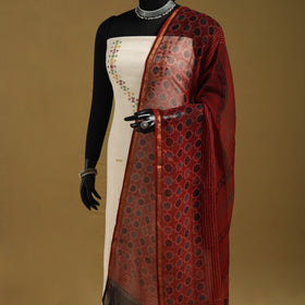 Red - natural dyed kota doria cotton dupatta 06