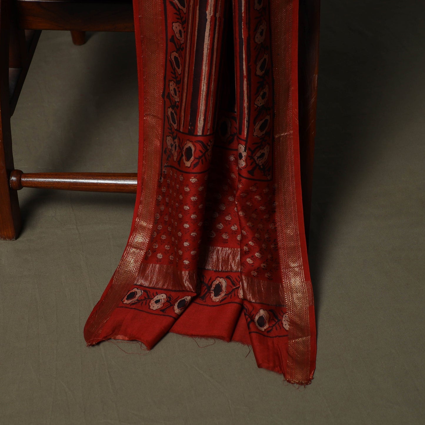 Natural dyed block print maheshwari silk bagru ajrakh 3pc