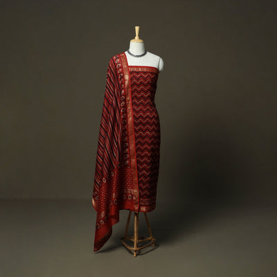 Natural dyed block print maheshwari silk bagru ajrakh 3pc