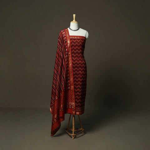 Natural dyed block print maheshwari silk bagru ajrakh 3pc