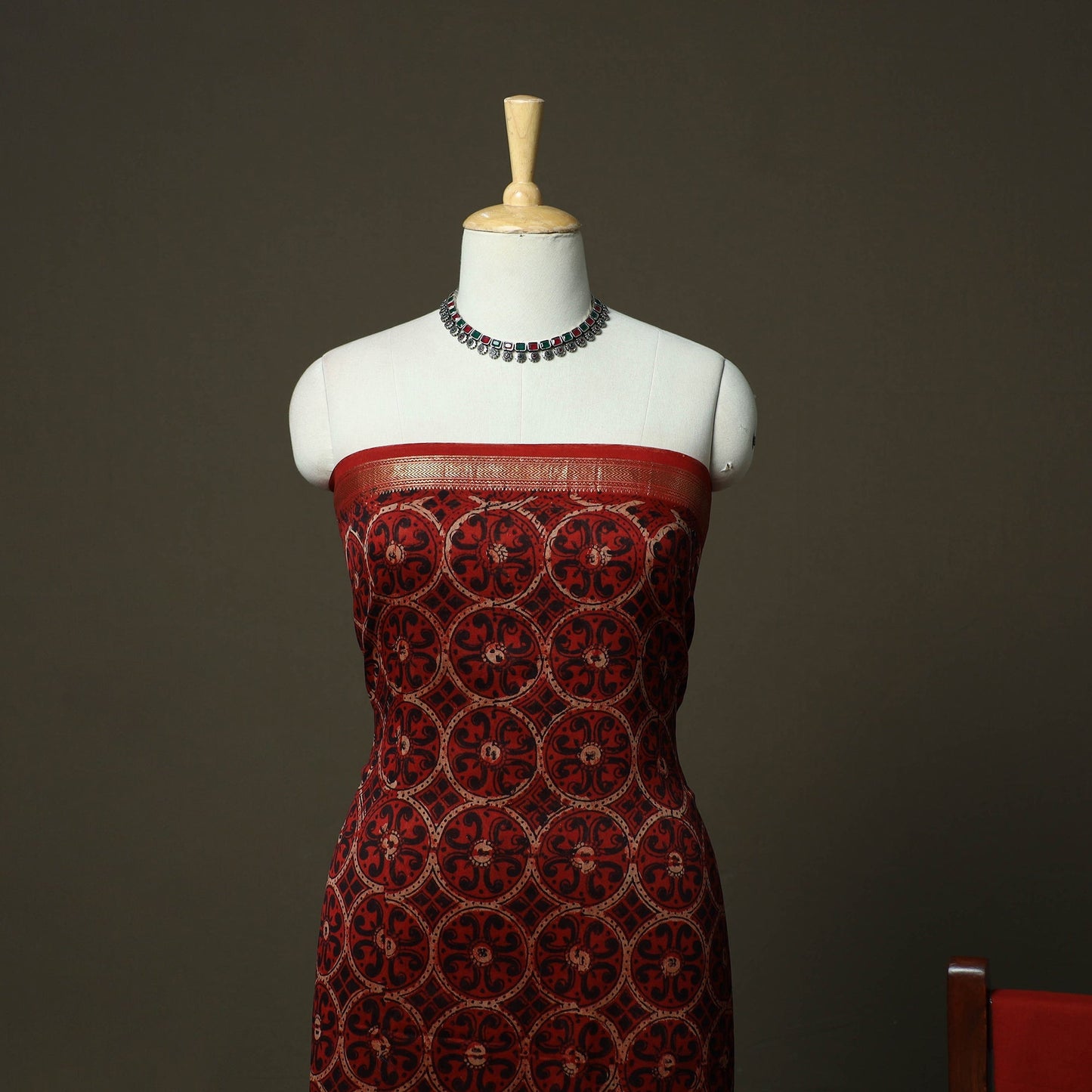 Natural dyed block print maheshwari silk bagru ajrakh 3pc