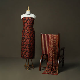 Natural dyed block print maheshwari silk bagru ajrakh 3pc