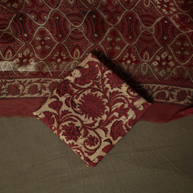 Natural dyed block print maheshwari silk vanaspati bagru