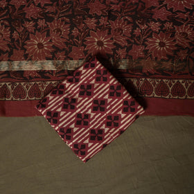 Natural dyed block print maheshwari silk vanaspati bagru