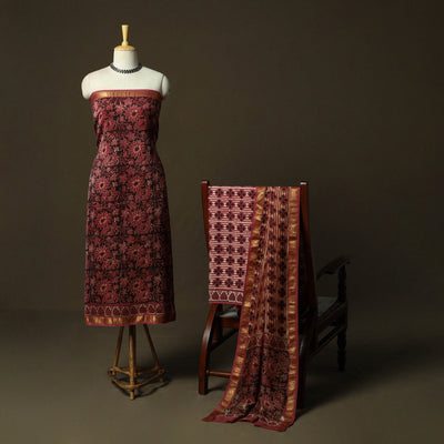 Natural dyed block print maheshwari silk vanaspati bagru