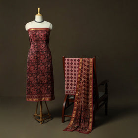 Natural dyed block print maheshwari silk vanaspati bagru