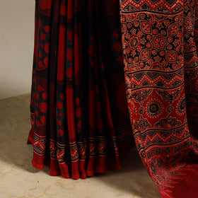 Red - natural dyed modal silk saree 18 - handcrafted