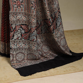 Red - natural dyed silk saree 02 - handcrafted