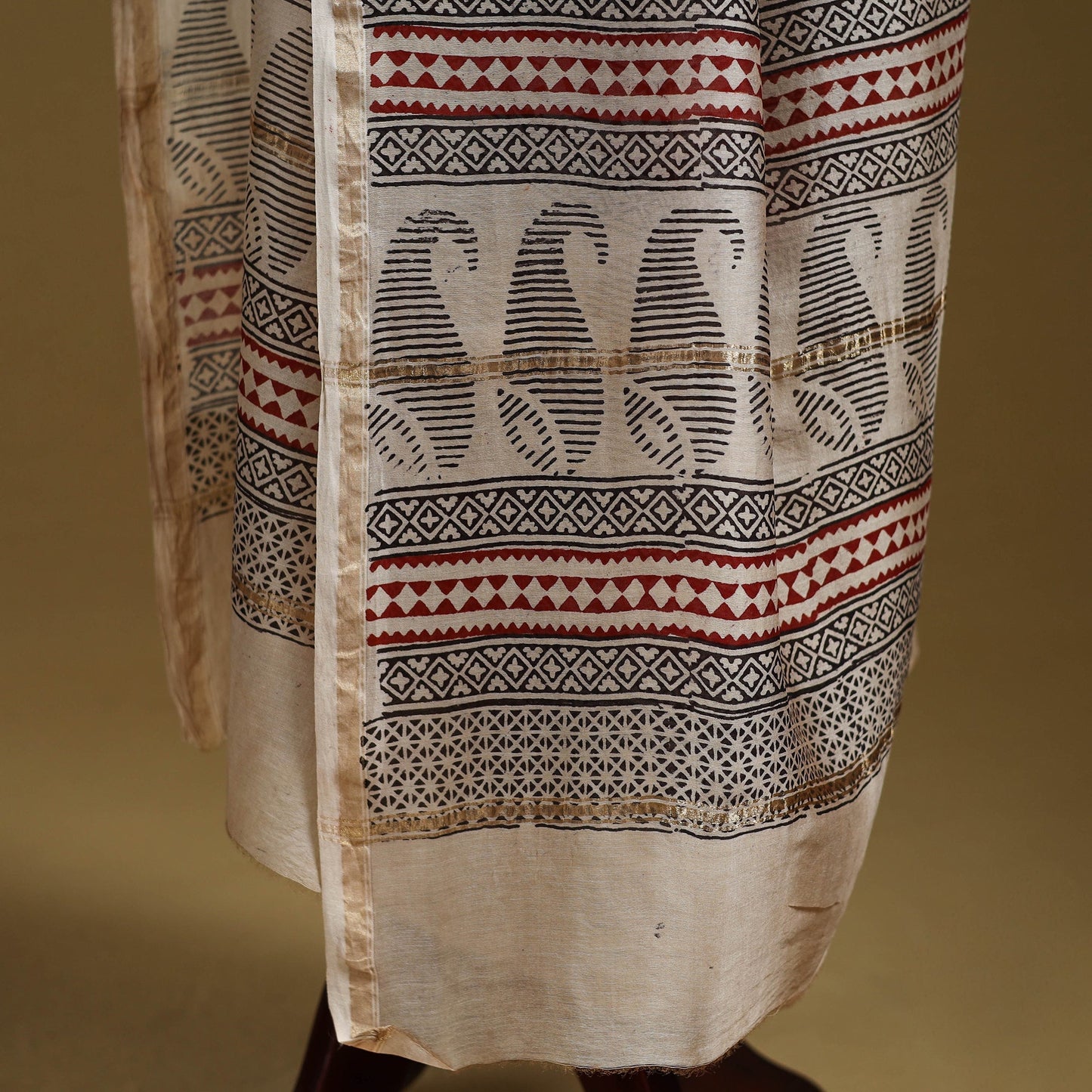 Red - natural dyed printed chanderi silk bagh dupatta 43