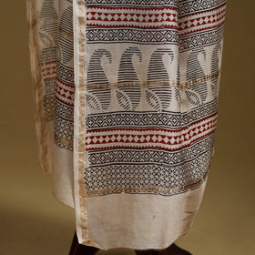 Red - natural dyed printed chanderi silk bagh dupatta 43