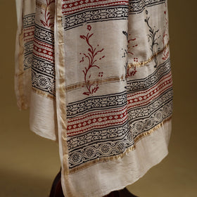 Red - natural dyed printed chanderi silk bagh dupatta 44