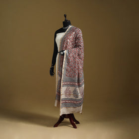 Red - natural dyed printed chanderi silk bagh dupatta 46